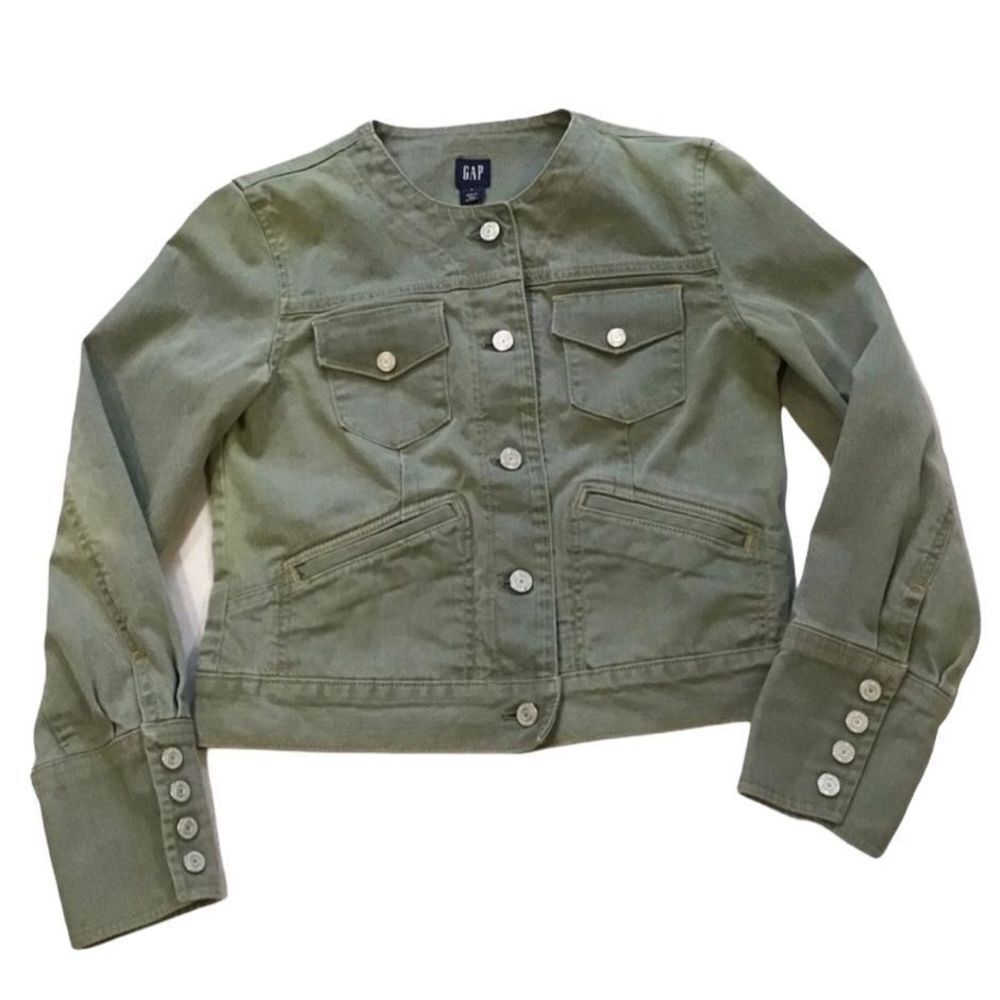 Gap Sage Green Denim Jacket Sz Large